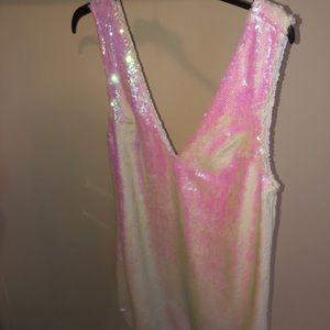 Free people white and pink sequin dress